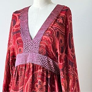 Bela 💯 silk boho kimono sleeve midi dress